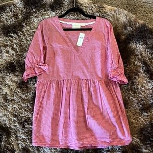 Anthropologie, size s, NWT, red small check tunic/blouse.